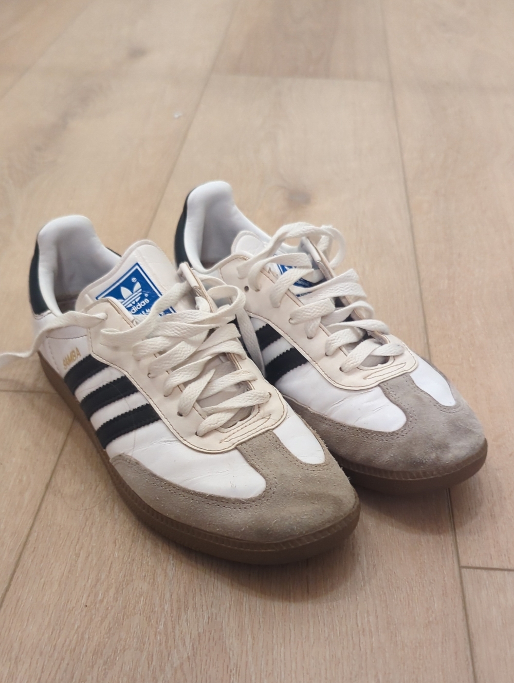 adidas Samba Leather & Suede Sneakers in White/Black